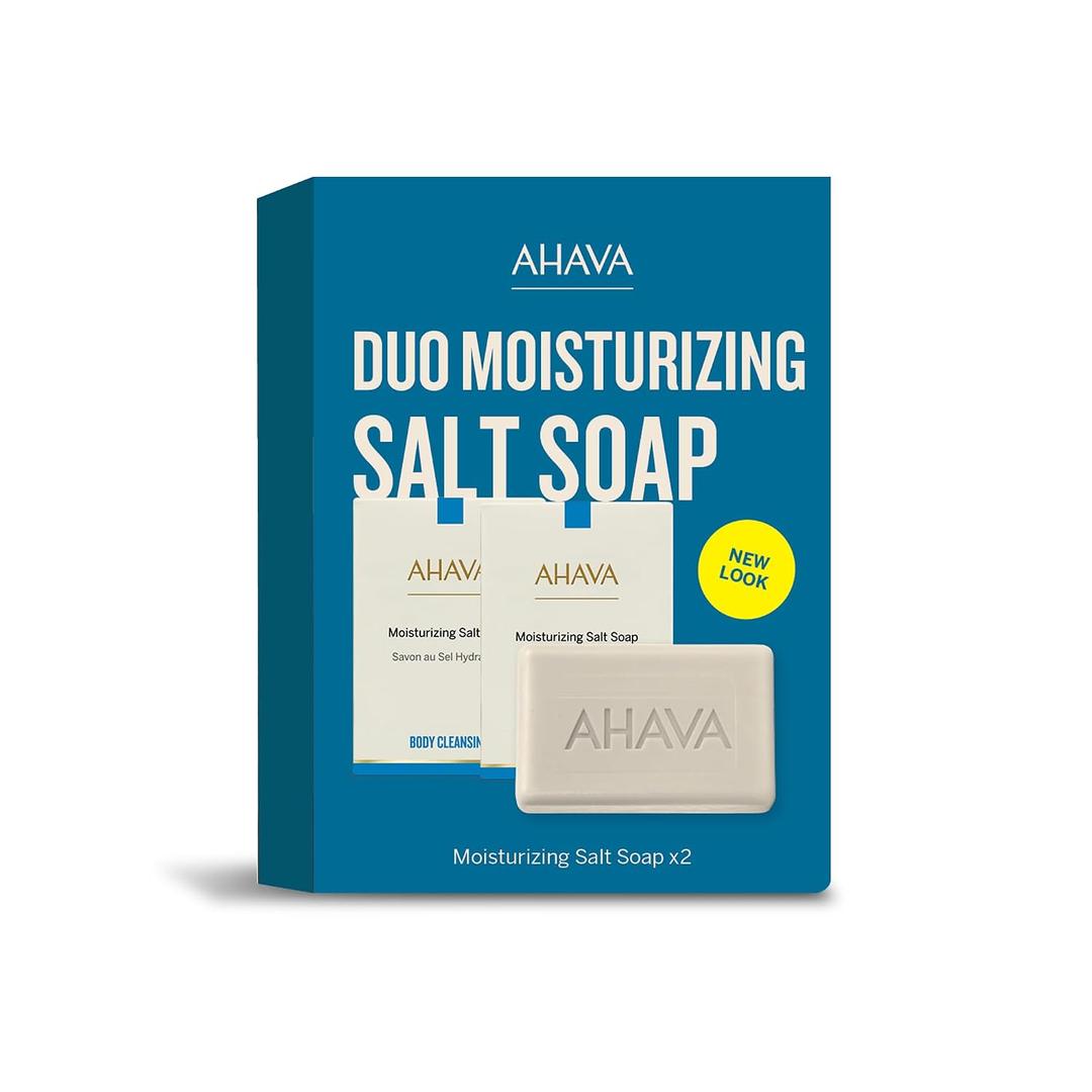 AHAVA Moisturizing Dead Sea Salt Soap, Duo Set - Face & Body Cleansing Bar to Moisture Skin, Enriched with Exclusive Blend of Dead Sea Osmoter & Dead Sea Salt, 6.8 Oz, Product Appearance May Vary