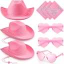 Cowboy Hat with Heart Sunglasses and Paisley Bandanas Western Cowgirl Hat for Halloween Cosplay Costume Adults