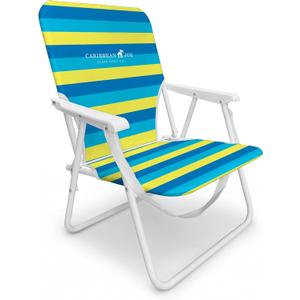 CARIBBEAN JOE Folding Beach Chair, 1 Position Lightweight and Portable Foldable Outdoor Camping Accessories with Carry Strap (Bold Stripe, 225lbs Capacity)