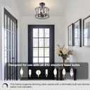 11.8" Black Semi Flush Mount Ceiling Lighting Fixture, 4-Light Hallway Lighting Fixtures, Modern Crystal Ceiling Light Fixture for Kitchen Entryway Laundry Room Bedroom Foyer