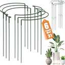 Detachable Plant Support Stakes 6 Pack, Half Round Garden Stake, Plant Stakes Cage Metal Ring Border for Indoor & Outdoor Plants, Peony, Tomato, Hydrangea(10" W x 16"-31" H)