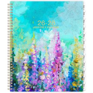 2026-2028 Monthly Planner - 2 Year Monthly Planner/Calendar 2026-2028, July 2026 - June 2028, 11" x 9", 24 Months Calendar, Yearly planners, Tabs, Inner Pocket, Twin-wire Binding - Oil Painting (Colorful Lavender & Purple)