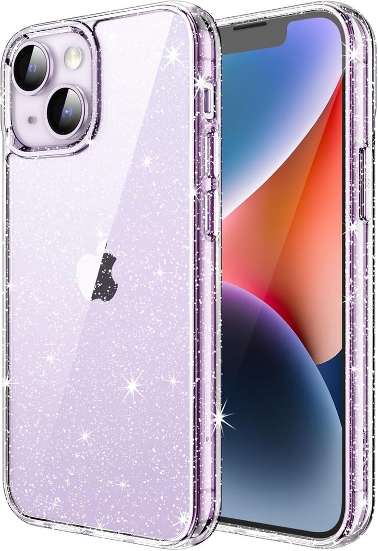 JETech Glitter Case for iPhone 14 6.1-Inch, Bling Sparkle Shockproof Phone Bumper Cover, Cute Sparkly for Women and Girls (Clear)