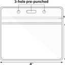 4 x Happy Trees Badge Holder Horizontal ID Card Protector, Name Tag Badge Holders with Resealable Zip, Clear PVC Plastic Sleeves, Pass Case Credential Pouch for Office, School (50 Pack)