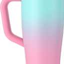 Ice Shaker 40 oz Tumbler with Handle and Straw | 40oz Pink Mint | Cold for 30+ Hours | 2-in-1 Tumbler Shaker Bottle | Odor-Free 40 ounce Bottle for Water, Protein Shakes, Smoothies, Cocktails