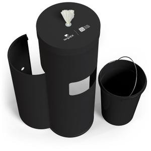Wipex Matte Black Wet Wipe Dispenser with Trash Bin: Durable Steel & Premium Silicone Port, Floor Stand for Gym Wipes - Fits Sanitizing Refill Rolls, Perfect for Schools, Fitness, & Public Facilities