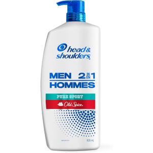 Head and Shoulders Mens 2 in 1 Dandruff Shampoo and Conditioner, Anti-Dandruff Treatment, Old Spice Pure Sport for Daily Use, Paraben Free, 835 mL