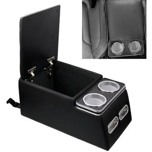 Center Console Organizer with Cup Holder & Padded Top Lid fit for Truck & Car & Van& Bench Consoles Central Armrest Box Back Seat Storage Box Black