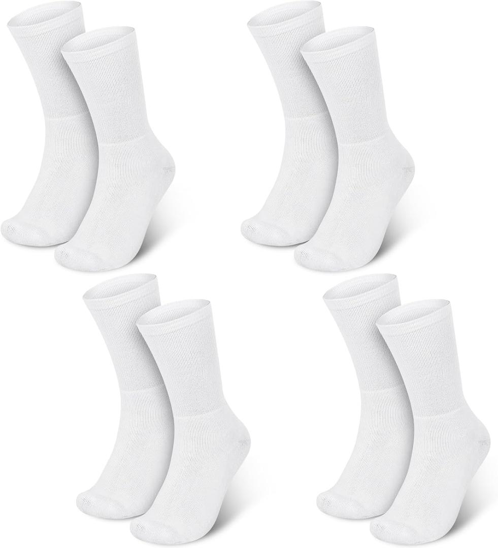 4 Pairs Cotton Soft Eczema Socks White Hydrating Moisturizing Therapy Cotton Socks Eczema Relief for Adult Wet Wrap Non Itch Soft Feet Treatment