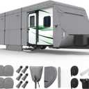 XGear Travel Trailer RV Cover 27'-30' Extra-Thick 7 Layers Camper Cover Windproof Upgrade Trailer Cover Rip-Stop RV Covers with Repair Patches, 2Pcs Extra Straps & 4 Tire Covers