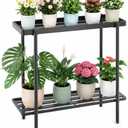 2 Tier Metal Plant Stand, Window Plant Shelves Indoor Outdoor