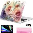 Mektron for 2026 MacBook Air 13-inch M5 Laptop Case A3449 with 13.6-inch Liquid Retina Display Fits 2025 A3240 M4 2024 A3113 M3 2023 A2681 M2 Printed Shell for MacBook Air 13.6", Watercolor Dahlias