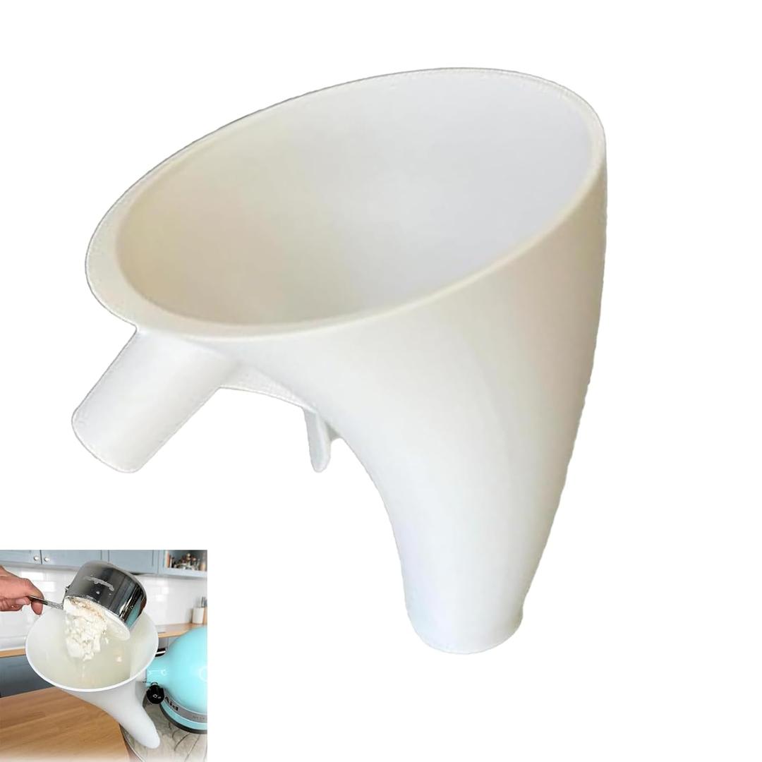 Stand Mixer Flour Funnel Attachment—Splash-Free Pouring Shield, Compatible with Kitchen Aid Artisan KSM150 5-Quart Tilt-Head Models, Precision Ingredient Feeding Chute for Flour, Sugar, Eggs & Liquids
