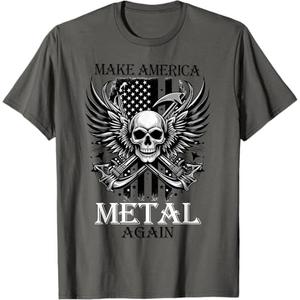 Make America Metal Again Vintage 80s Rock Skeleton With T-Shirt, M