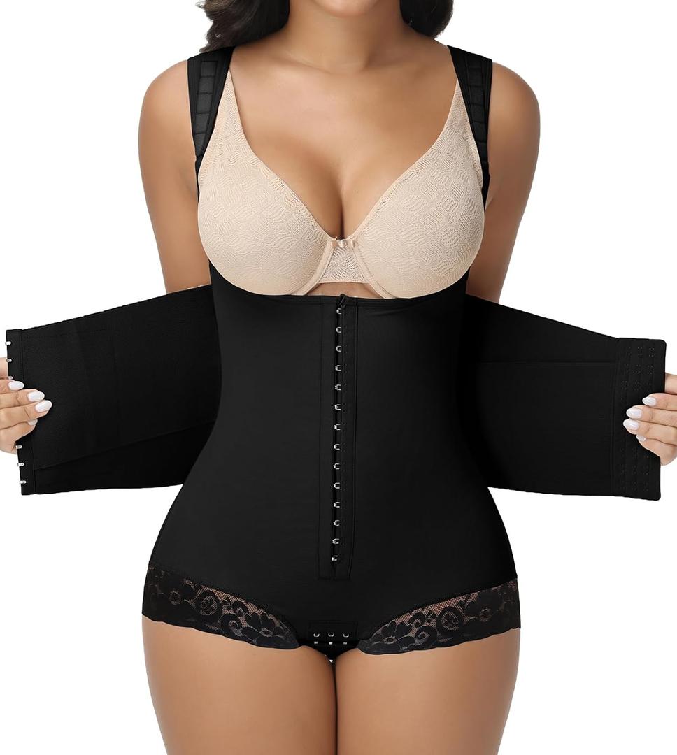SHAPSHE 3 in 1 Detachable Hook Fajas Colombianas Moldeadoras Faja Postpartum Body Shaper Compression Garment Shapewear (Medium, Black)