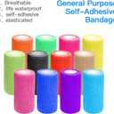 OZER 12 Pack 4 Inch x 5 Yards Self Adhesive Bandage Breathable Cohesive Bandage Wrap Rolls Elastic Self-Adherent Tape for Stretch Athletic, Sports, Wrist, Ankle (Colorful)