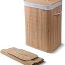 CleverMade Natural Bamboo Hamper LUXE, Single Hamper - 19 Gal (72L) Bamboo Laundry Hamper with Lid and Removable Machine Washable Laundry Bag - Holds 2 Loads and 30 Lbs.