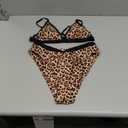 SUUKSESS Women Triangle High Cut Bikini Sets Sexy High Waisted 2 Piece Swimsuit (Medium, 57 Leopard Black)
