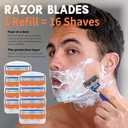 16 Count Razor Blade Refills for Fusion 5, Mens Shaving Blades - Orange New Version