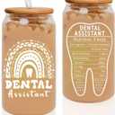 2 x Dental Assistant Gifts, Dental Assistan Appreciation Gift for Women, 16oz Dental Assistant Glass Cup With Straw, Dental Assistant Week Must Haves Travel Coffee Tumbler Mug Cup