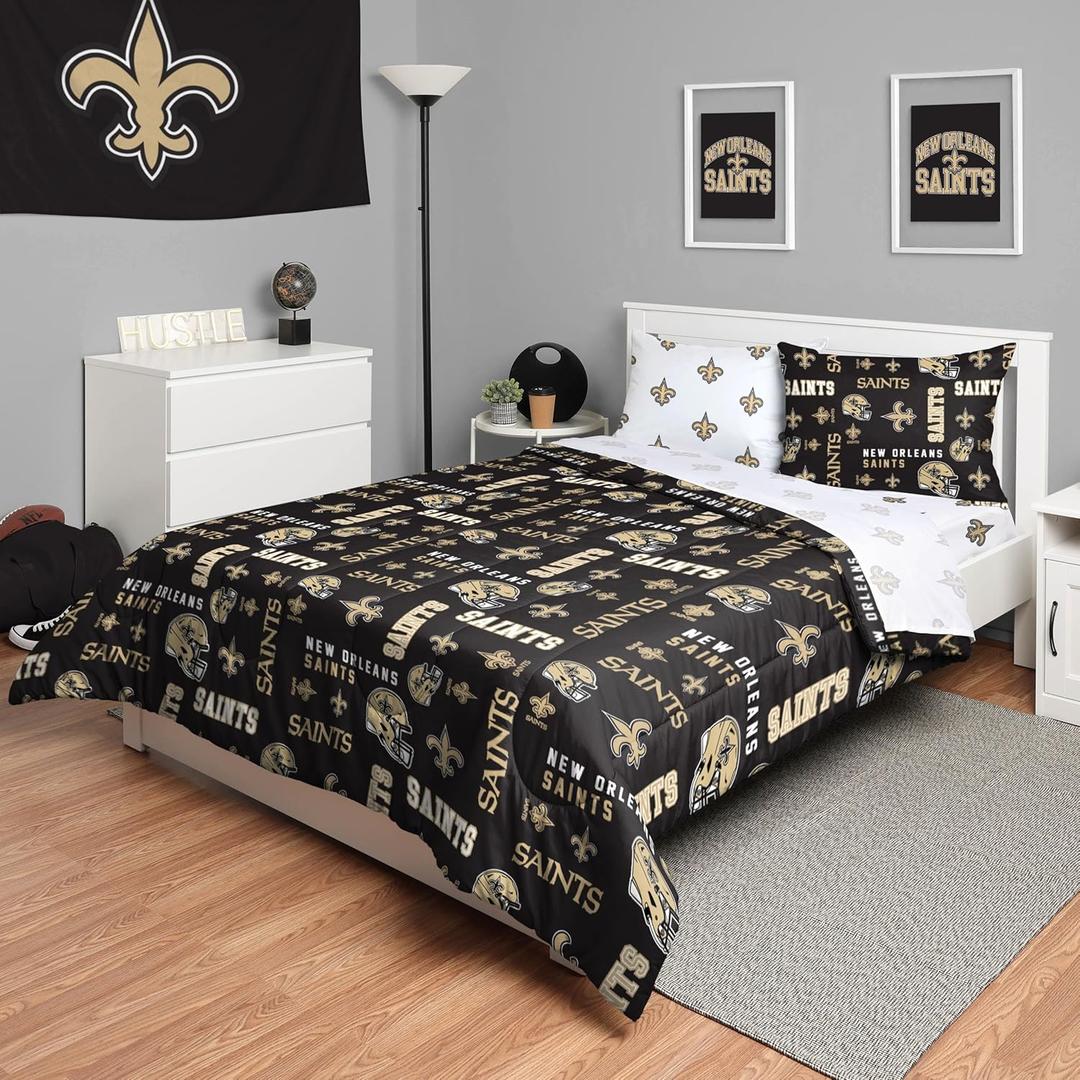 FOCO Unisex-Adult NFL Team Logo Bed in a Bag Comforter, Sheets, Pillow Cases Bedding 5-Piece Set (Full)