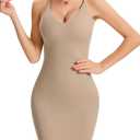 JOYSHAPER Body Shaper for Women V Neck Full Slips for Under Dress Adjustable Spaghetti Strap, L