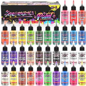 Airbrush Paint - 33 Colors with Thinner, Ready to Airbrush Paint Set, Metallic & Pearlescent Shades, Water Based Acrylic Air Brush Paints Set for Artists, Hobbyists, DIY Crafts - 20 ML