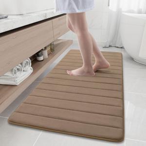 Buganda Memory Foam Bath Mat, 60" x 24", Ultra Soft and Non-Slip Bathroom Rugs, Water Absorbent and Machine Washable Bath Rug Runner for Bathroom, Shower, and Tub, Mocha