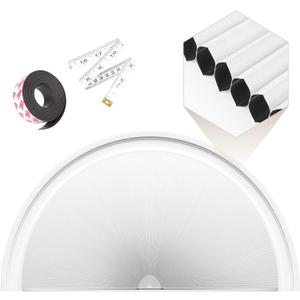 Half Circle Window Shades, Blackout Arch Blinds for Indoor Windows, Adjustable Honeycomb Blinds for Home No Drill, Magnetic Tape Easy Install, Radius 36" Grey