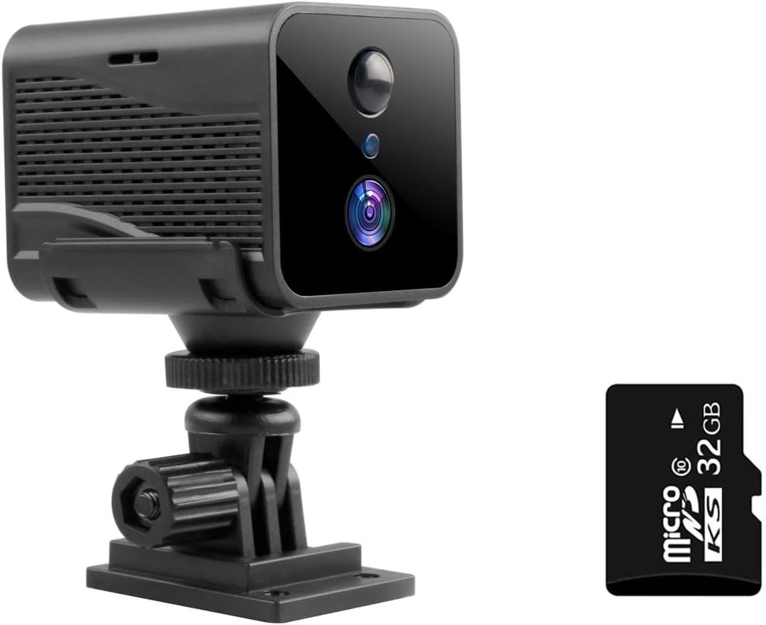 Indoor Camera Wireless Battery Powered, 32GB SD Card, Long Battery Life, 2K Tiny Camera, 2.4Ghz WiFi Cameras for Home Security, 150°Remote Viewing, Night Vision, Motion Detection