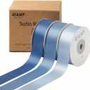 QIANF 1 Inch French Blue Double Face Satin Ribbon 45 Yards Light Blue Fabric Ribbon for Gift Wrapping, Flower Bouquets, Hair Bows, Wedding Decoration, Invitation Cards, Christmas (3 Rolls *15Yd)