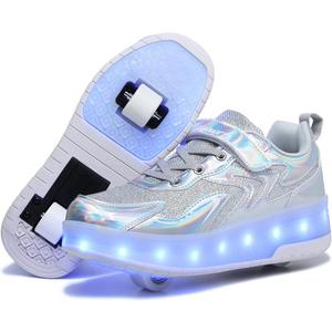 Wooowyet LED Roller Skate Shoes for Kids Boys Girls Light Up Fashion Sneakers Wheels Wheeled USB Rechargeable Hook&Loop 31