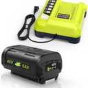 Compatible for Ryobi 40v Battery 6.0Ah OP4060 OP401 Charger Combo High Capacity Strong Power for Ryobi 40v Battery and Charger Lawn Mowers Leaf Blowers Edgers for OP4015 OP4040 OP4026A OP40201 OP4050A