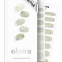 ohora Semi Cured Gel Nail Strips (N Green Tea) - Works with Any Nail Lamps, Salon-Quality, Long Lasting, Easy to Apply & Remove - Includes 2 Prep Pads, Nail File & Wooden Stick