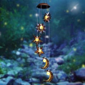 Tryme Solar Wind Chimes for Outside with Sun Moon Star Solar Hanging Lights Windchimes Outdoors Garden Decor Gifts for Mother Mom Grandma Neighbors