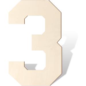 Wooden Letters and Numbers 17 Inch, Big Wooden Number 3 Shape Cutout Vintage Sports Style Unfinished Wood Alphabet Numbers for Wall Decor Nursery Name Painting Crafts Party Room Home Decoration