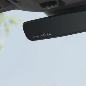 6 x 2 PCS Trust in God Rearview Mirror Decals, Automotive Vinyl Rear View Mirror Decorative Stickers, Waterproof Trust in God Stickers for Car Truck Laptop, Car Accessories (Heart-Colorful)