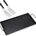 Stanbroil Double Burner Griddle Pan with 2 Spatulas, 20"x11" Nonstick Coating Stovetop Griddle for Gas Cooktops and Outdoor Gas/Charcoal Grill, Black