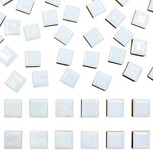 50 Pieces White Mosaic Tiles for Crafts 1" Ceramic Tiles Assorted Colors Square Ceramic Mosaic Project Supplies for Photo Frame Mosaic Stepping Stones Bath Old Pool Furniture Decor