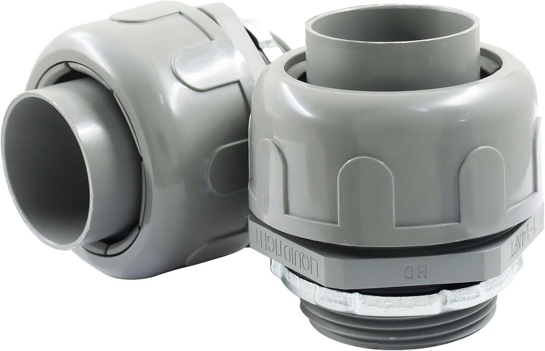 2Pcs 1-1/4 Inch NPT Liquid Tight Connector Nonmetallic Straight Electrical Conduit Connector Fitting, UL Listed PVC Flexible Conduit Fittings