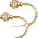 2 Pack Curtain Holdbacks, USFOOK Decorative Window Drapery Tiebacks (2 Pack/1 Pair), Curtain Tie Back Hooks for Wall with Gold Translucent Finials (3.95" L x 3.4" W)