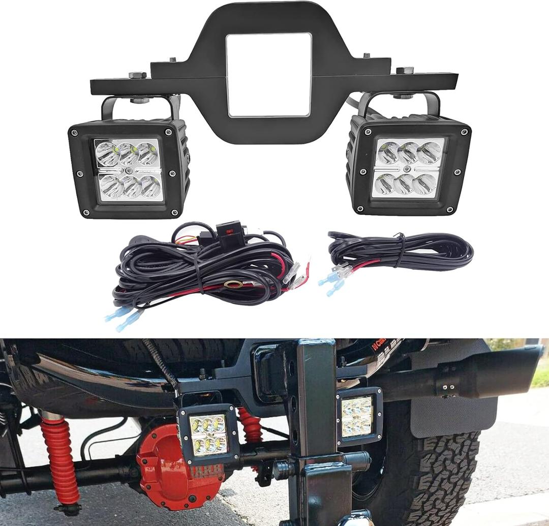 WSays Tow Hitch Light Kit, 2PCS 3" LED Pods with 2.5" Tow Hitch Mounting Brackets and Wiring Harness Led Reverse Backup Lights Off-Road Driving Lighting Compatible with Truck Trailer RV SUV Pickup