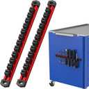 Preciva 2 PCS Magnetic Tool Holder with 24 Sliding Clips, Triple Strong Magnets & Aluminum Rails, Compact Screwdriver Organizer and Wrench Organizer for Garage Workshop Tool Box Storage