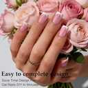 2 x Dsixnails 160Pcs Short Pink Glitter Base French Gel Nail Tips 16Sizes, Square Soft French Tip Press On Nails, Pre-Lasting Acrylic Fake Nails, Soak Off Full Cover Nails Extension for Women Girl