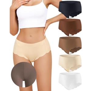 LEVAO Seamless Underwear for Women No Show Bikini Invisible Hipster Workout Panties 5 Pack S-XL (L)