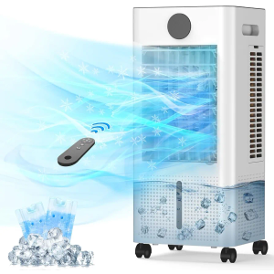 Windowless Portable Air Conditioner, 12H Timer & 2-Gal Tank, 3-IN-1 Portable AC Unit with Remote, 75°Oscillation, 3 Modes & 3 Speeds, Ultra-Quiet 23" Ventless Swamp Cooler for Room Home Office