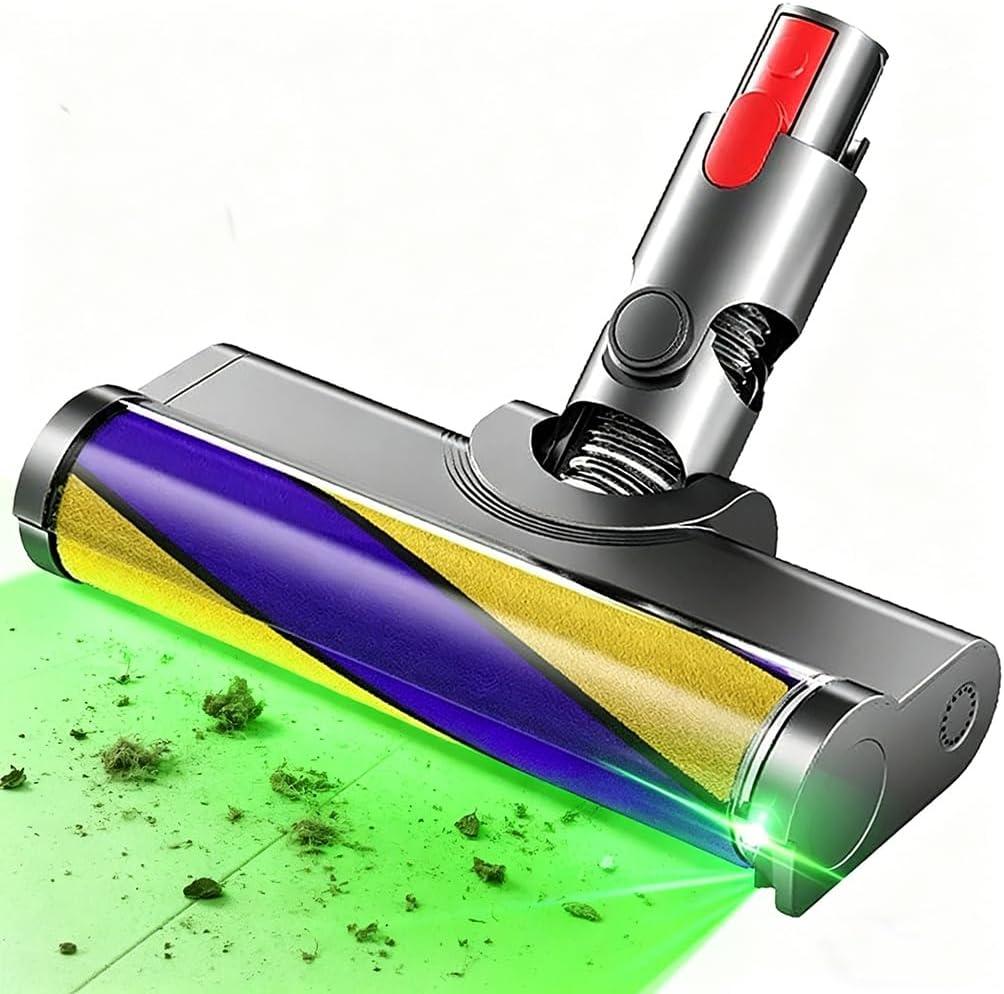 Optic Soft Roller Cleaner Head for Dyson V15 V11 V10 V8 V7 Gen5 Animal Detect Absolute Cyclone, LED Green Light Dust Detect Hardwood Floor Attachment, Anti-Tangle Quick Release Replacement Part