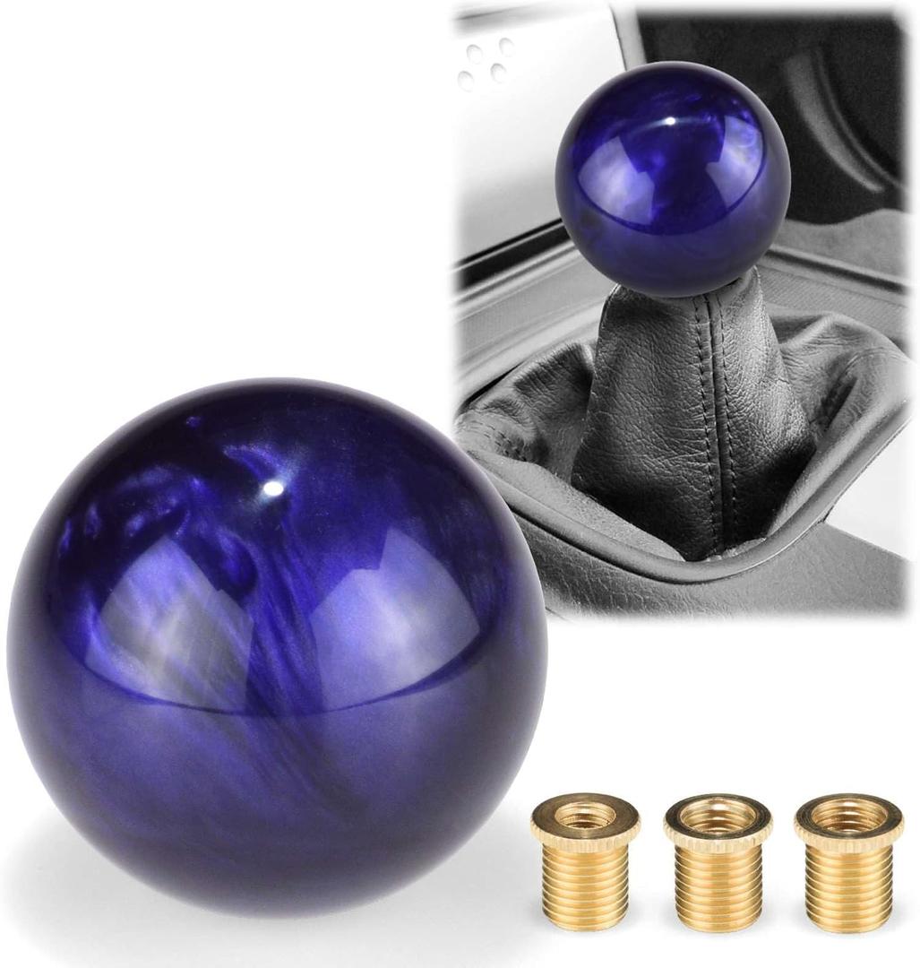 EZAUTO WRAP Marble Purple Auto Car Shift Knob Round Ball Weighted Manual Gear Stick Shifter Adapter JDM Universal