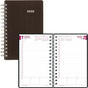 Brownline 2025 DuraFlex Daily/Monthly Planner, Appointment Book, 12 Months, January to December, Twin-Wire Binding, 8" x 5", Black (CB634V.BLK-25)