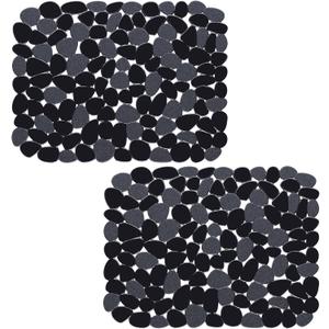 Bligli Pebble Sink Mat for Stainless Steel/Ceramic Sinks, 2 Pack PVC Sink Protectors Mats for Bottom of Kitchen Sink, Dish Drying Mat for Dishes and Glassware, 15.7 x 11.8 inch, Black